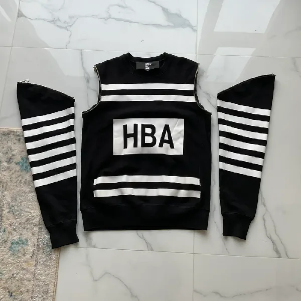 HBA Striped Detachable Arm Sweater