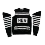 HBA Striped Detachable Arm Sweater Shirt